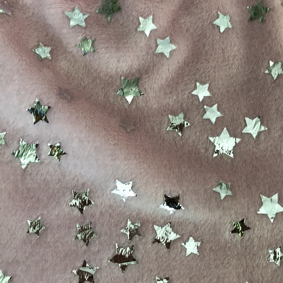 Pink fuzzy sleeping shorts with silver stars - Picture 2 of 9